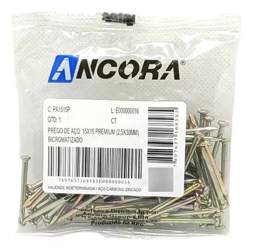 PREGO DE ACO BICROMATIZADO PREMIUM ANCORA PA1515P 2,5x30mm - 100 unidades