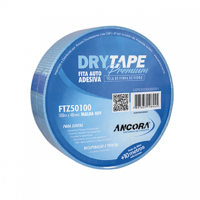 FITA TELADA AZUL AUTOADESIVA PREMIUM PARA DRYWALL DRYTAPE ANCORA FTZ50100 48mm - 100m