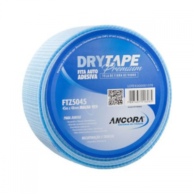 FITA TELADA AZUL AUTOADESIVA PREMIUM PARA DRYWALL DRYTAPE ANCORA FTZ5045 48mm - 45m