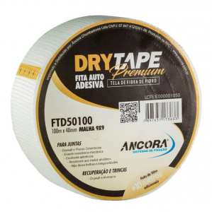 FITA TELADA AUTOADESIVA PREMIUM PARA DRYWALL DRYTAPE ANCORA FTD50100 48mm - 100m