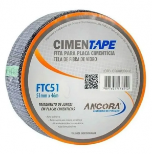 FITA TELADA PARA PLACA CIMENTICIA CIMENTAPE ANCORA FTC51 51mm - 46m